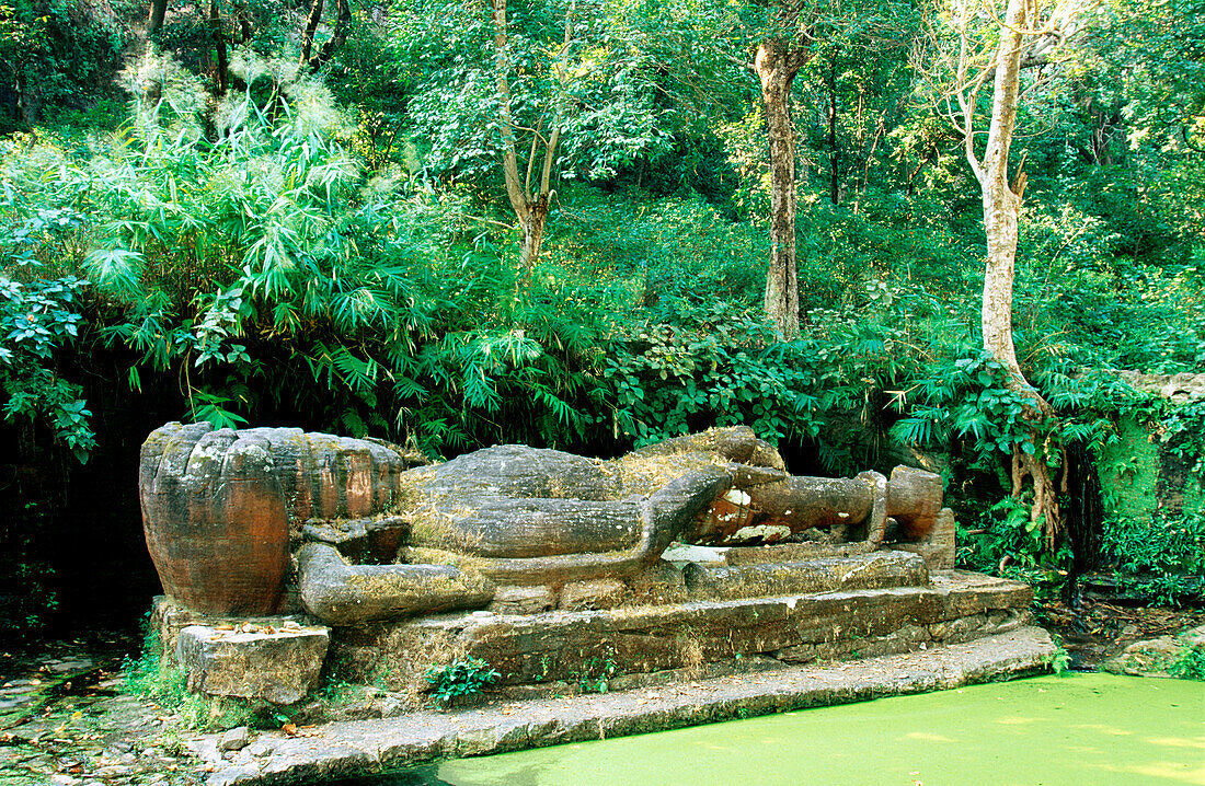 Lord Vishnu statue. Bandhavgarh National Park. Madhya Pradesh. India
