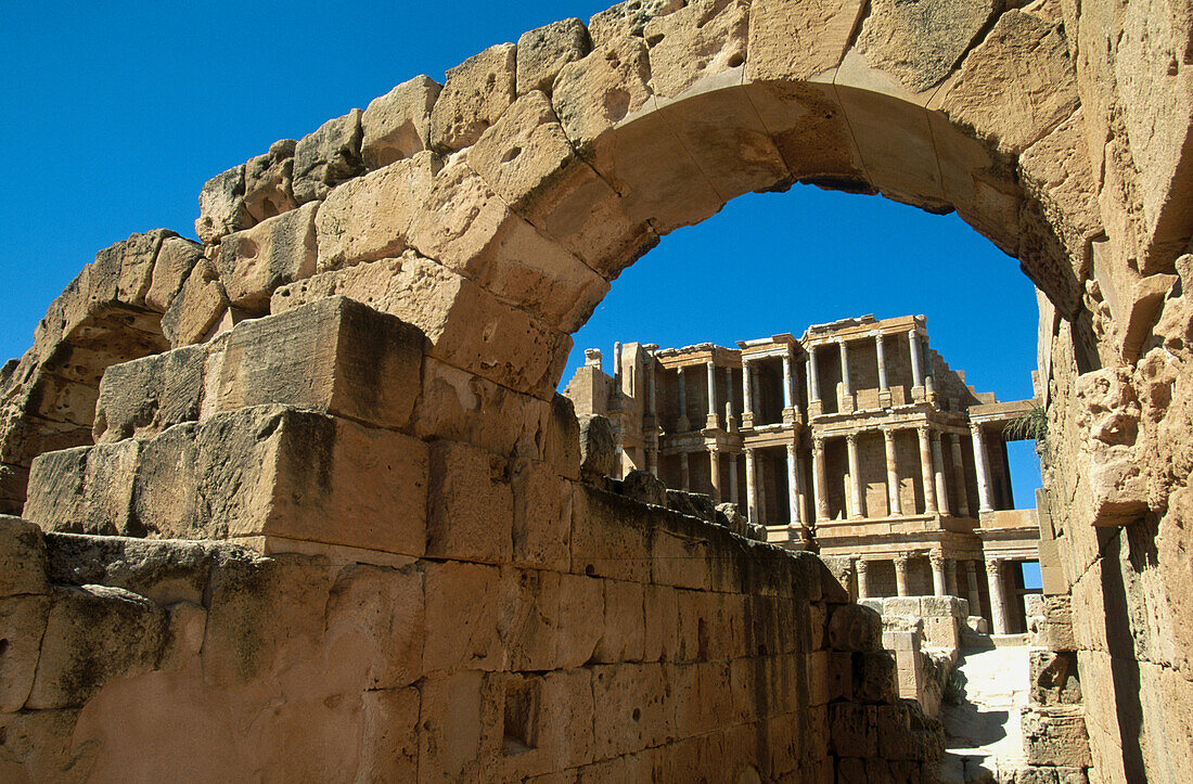 Roman theatre, ruins of the ancient city of Sabratha. Libya