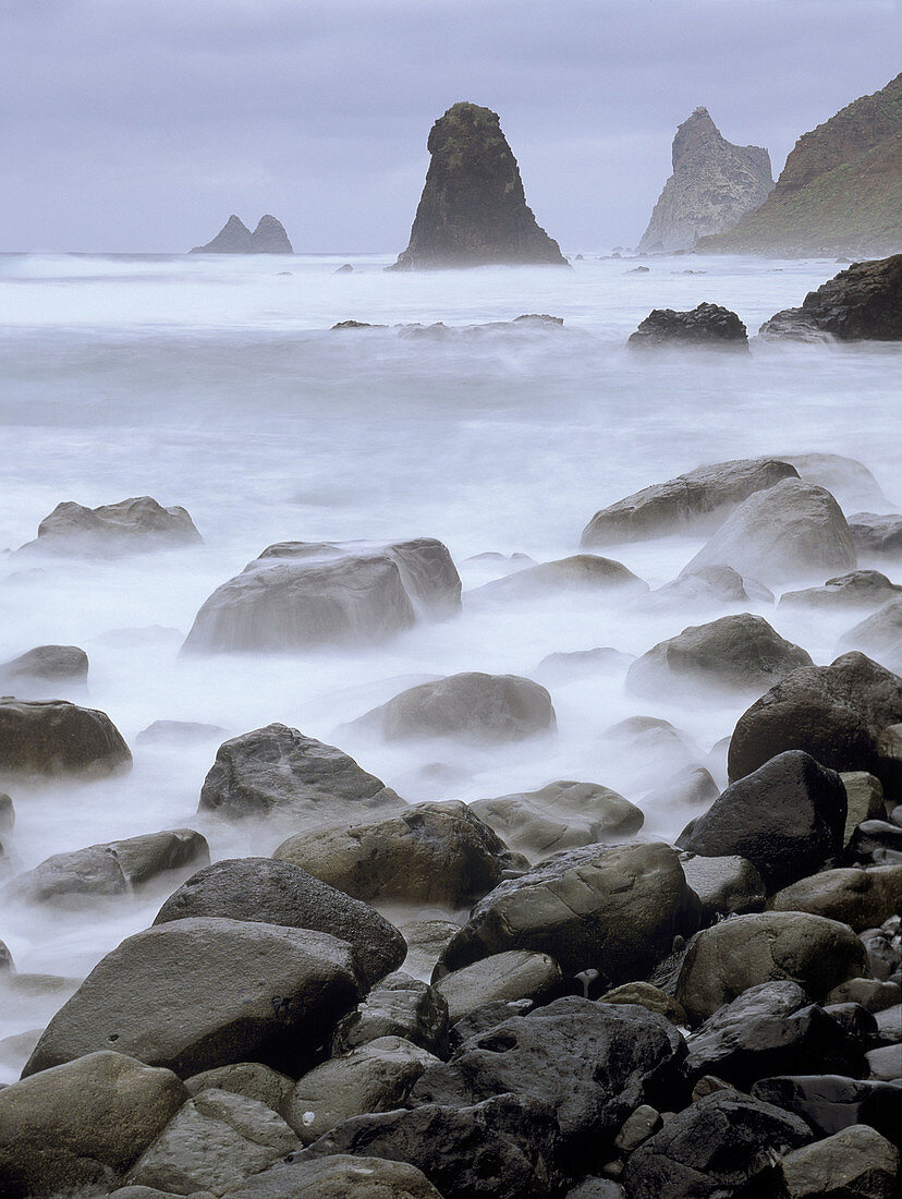 Benijo Beach and Roques de Anaga . Tenerife. Canary Islands