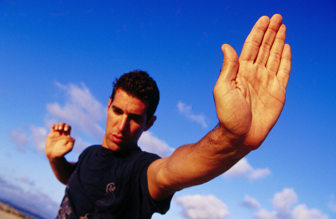 Man practicing yoga