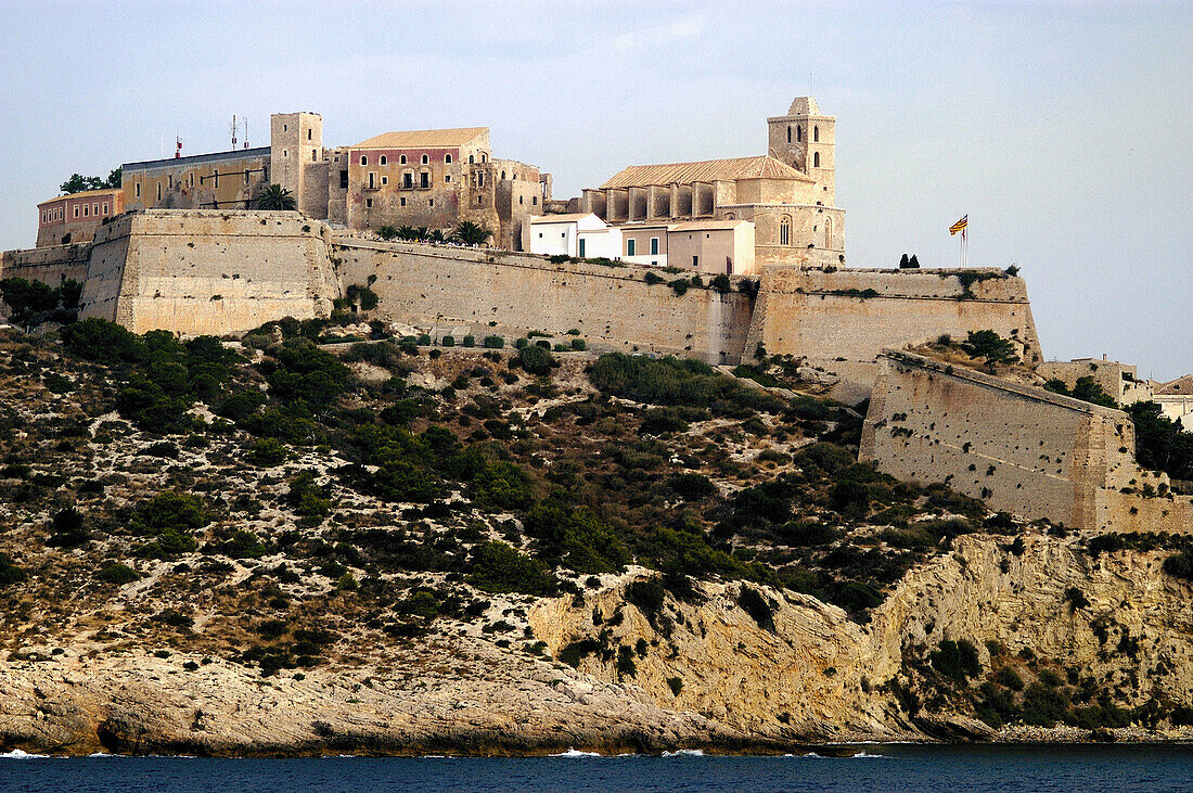 Dalt Vila seen from ship. Ibiza. Balearic Islands. Spain