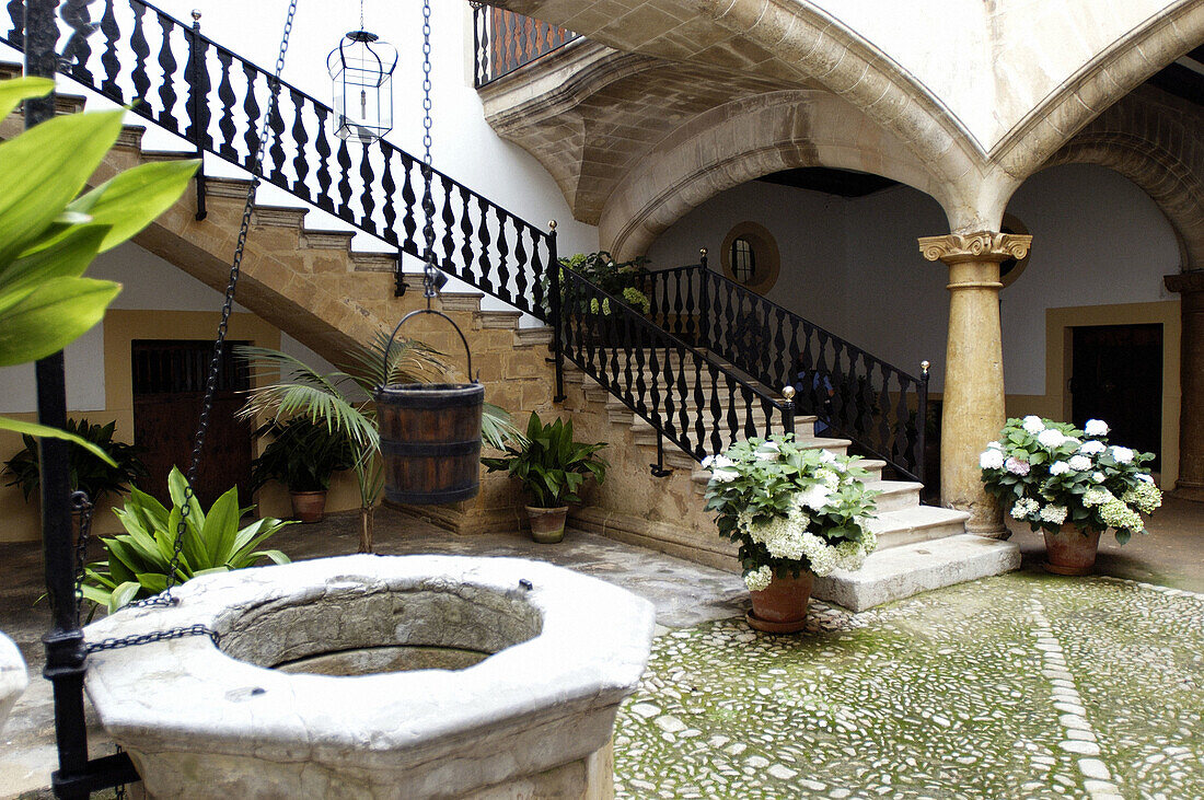 Antique courtyard. Palma de Mallorca. Majorca. Balearic Islands. Spain