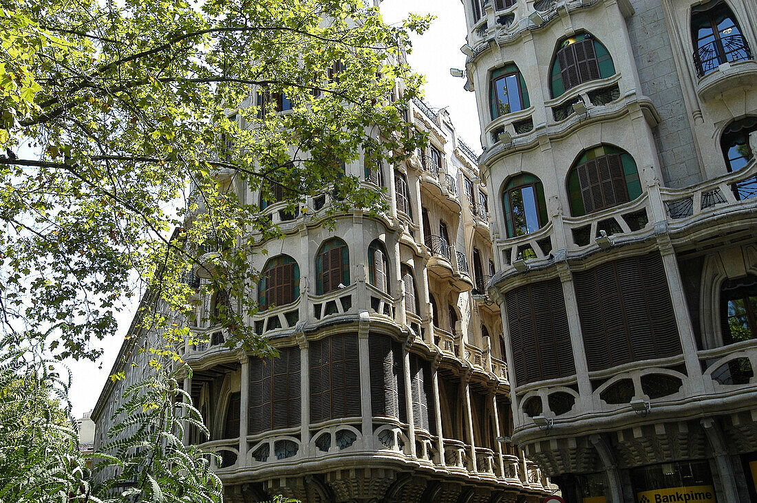 Former Hostal la Menorquina, Art Nouveau building in Palma de Mallorca. Majorca. Balearic Islands. Spain