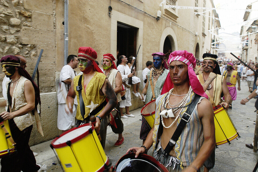 Celebration of Moros i Cristians battle in Pollença. Majorca. Balearic Islands. Spain