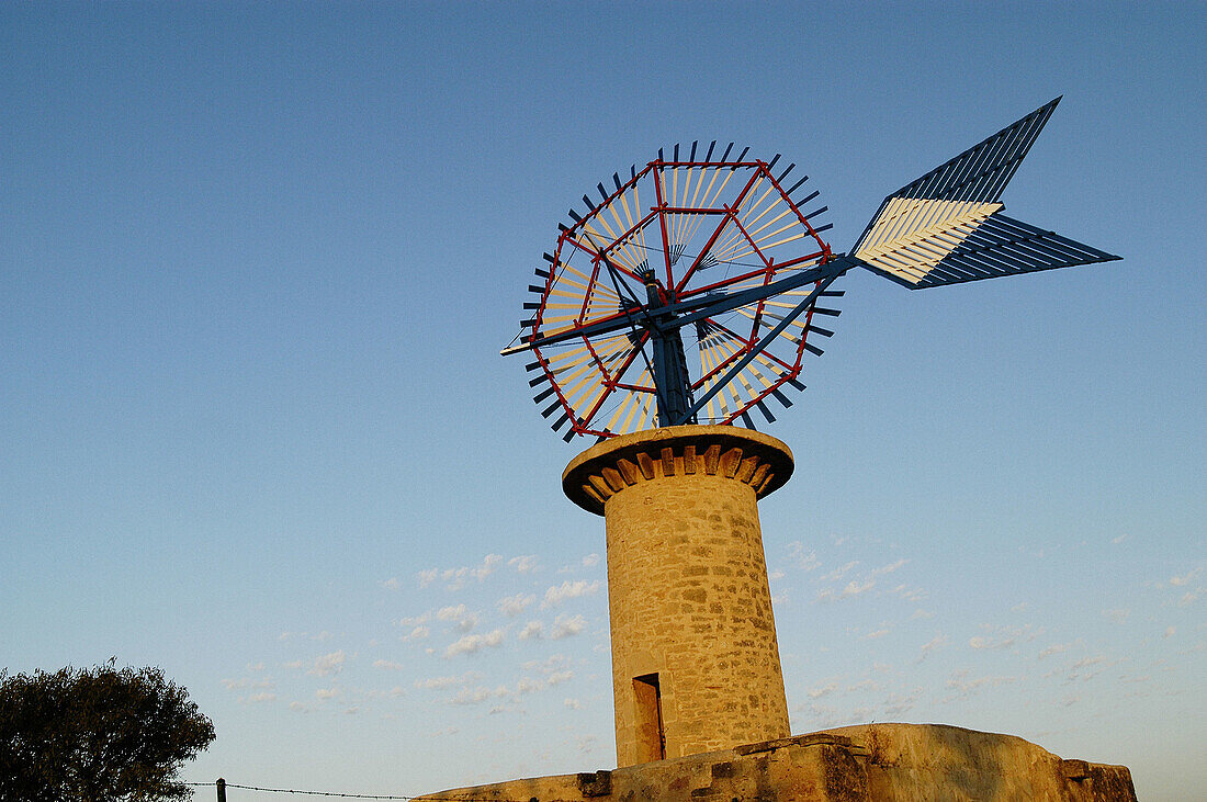 Wind mill at sunset. Majorca. Balearic Islands. Spain