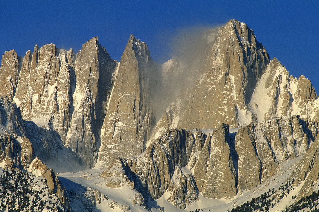 Morning light on Mount Whitney, Highest Mountain in contiguous US, from the Alabama Hills, Eastern Sierra, California