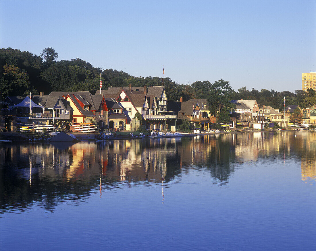 Boat house row, river Schuylkill, Philadelphia, Pennsylvania, USA.