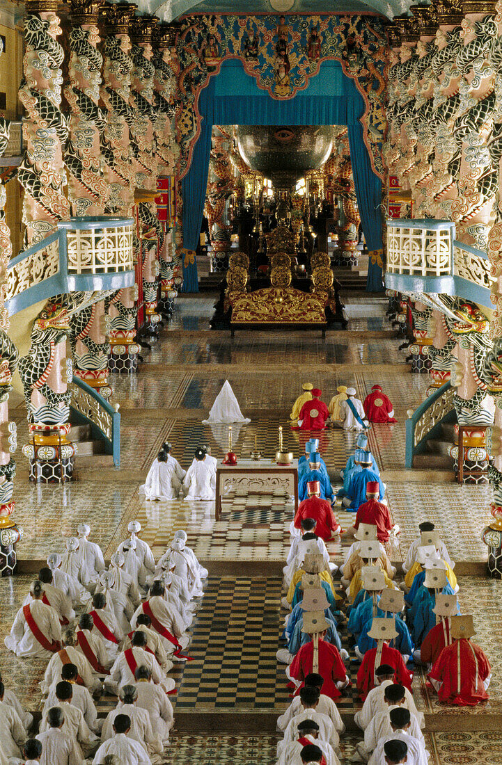 Ceremony. Cao Dai Great Temple. Tay Ninh. Vietnam