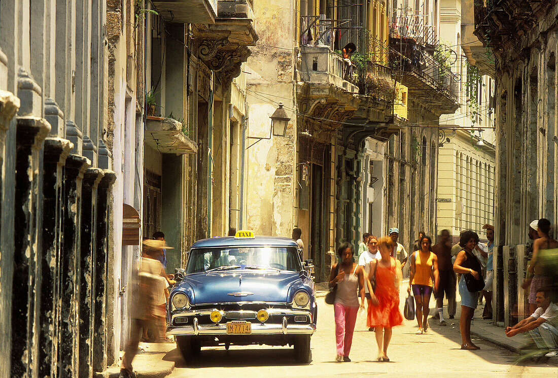 Old classic american car (taxi) parked in Old Havana. Cuba