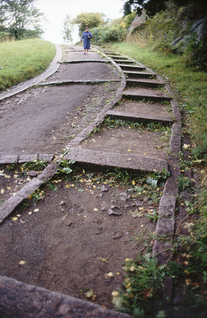 Steps mark the stride of Peter the Great. Viborg. Russia