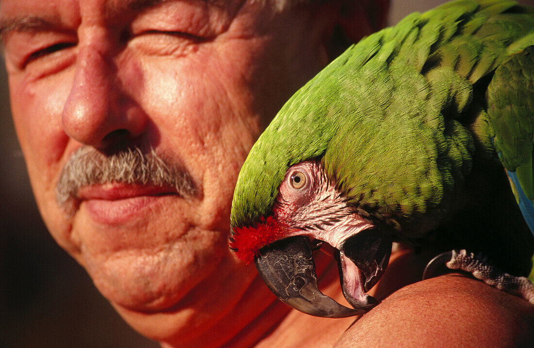 Man with parrot