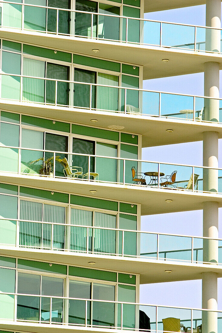 Balconies on upscale condominiums in Los Angeles, California. USA.