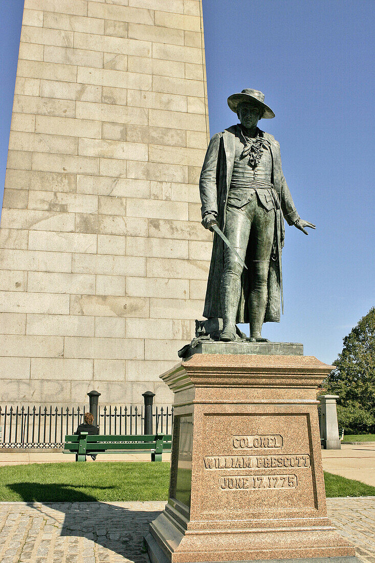 William Prescott Statue, Bunker Hill Monument. Charlestown, Boston. Massachusetts, USA
