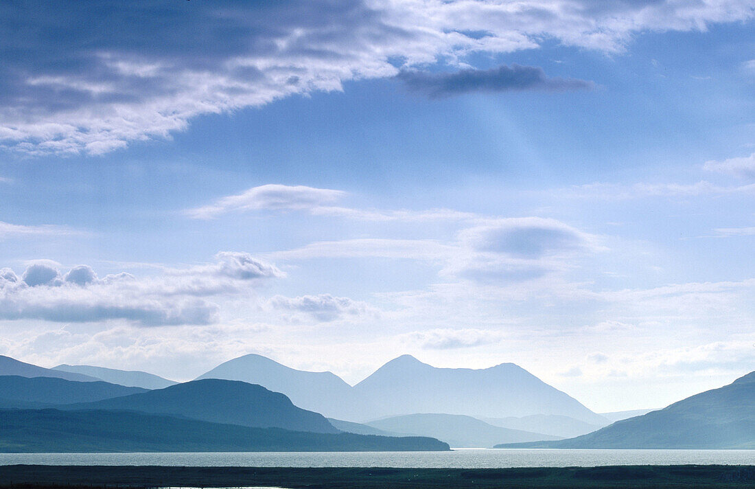 Isle of Skye. Hill recession across Broadford bay. Scotland. UK