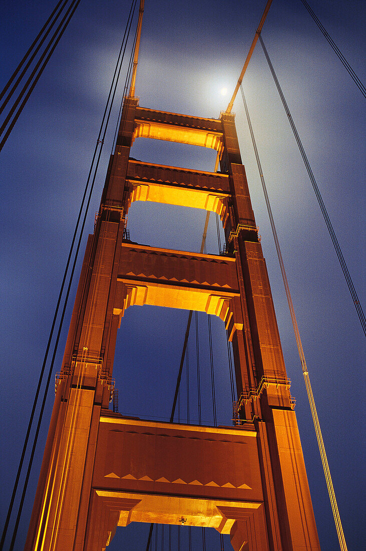 Golden Gate bridge and moon. San Francisco. California. USA