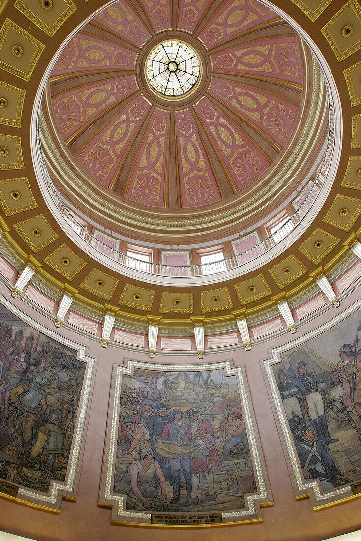 Alabama, Montgomery, State Capitol Building, rotunda, murals, dome