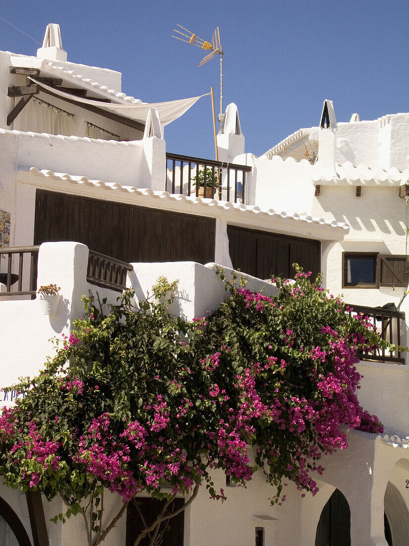 Mediterranean traditional architecture of the fishing town of Binibeca. Binibequer. Minorca. Balearic Islands. Spain.