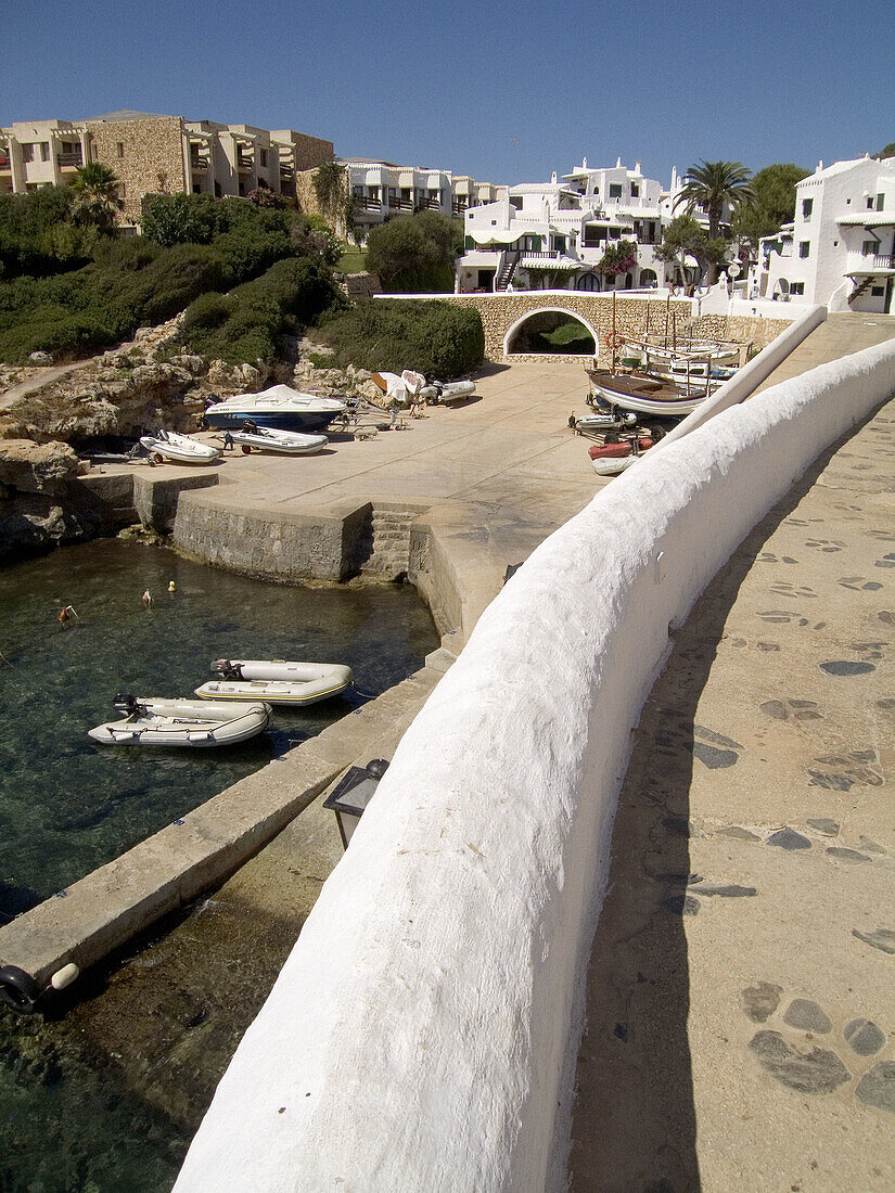 Mediterranean traditional architecture of the fishing town of Binibeca. Binibequer. Minorca. Balearic Islands. Spain.