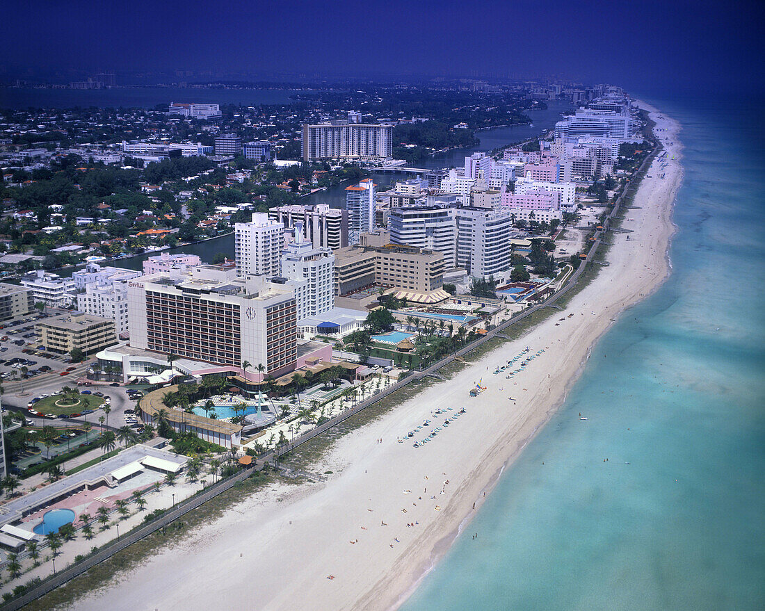 Aerial: miami beach, Miami, Florida, USA.