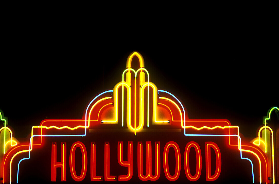 Hollywood theatersign, Hollywood, Los Angeles, California, USA.