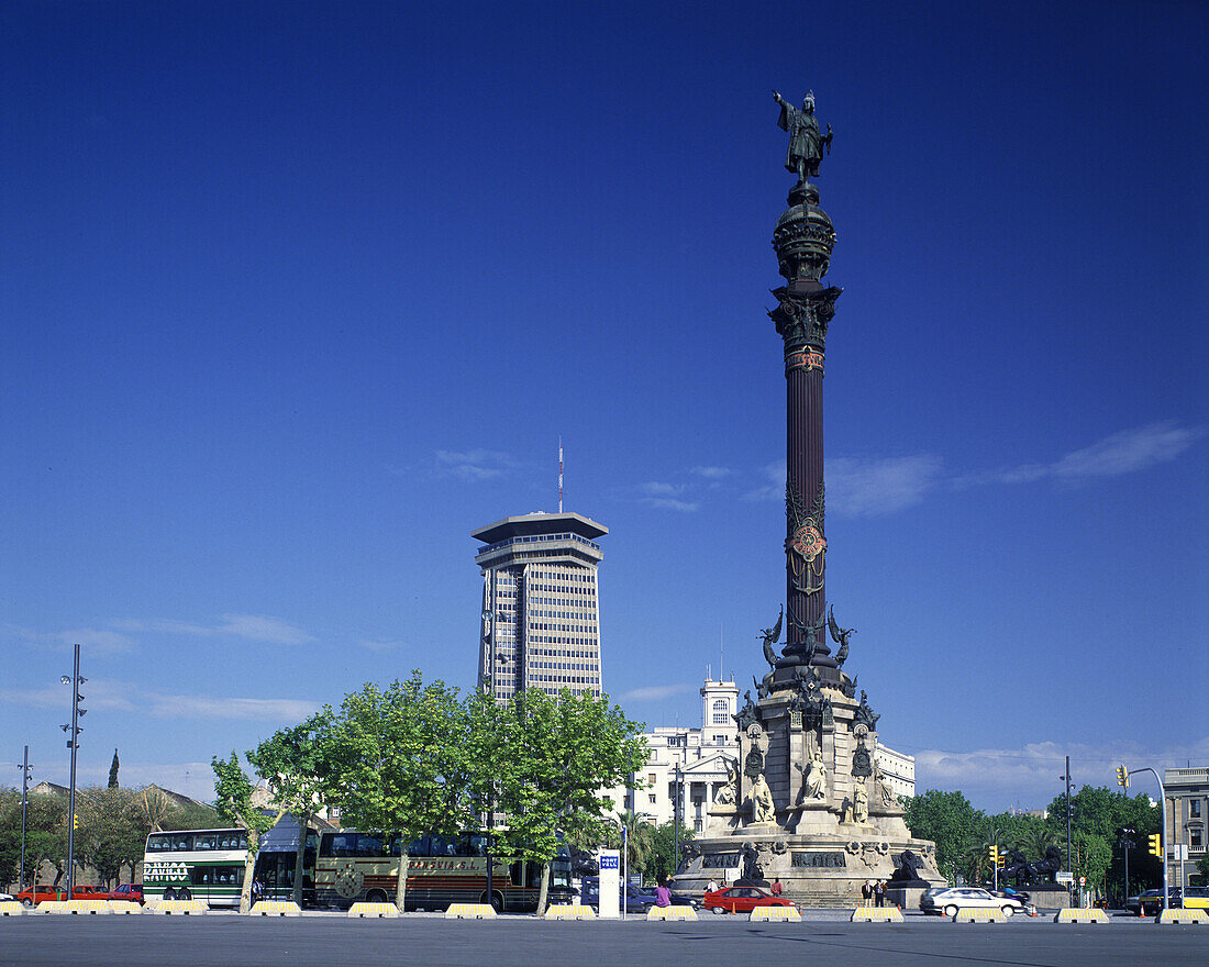 Columbus column, Paeseig de colon, Barcelona, Catalunya, Spain.