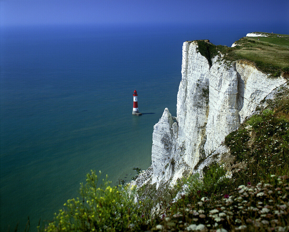 Scenic beachy head lighthouse, East sussex coastline, England, UK