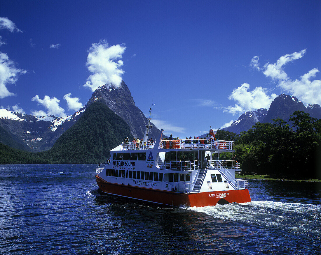 Red boat cruise, Milford sound, Fiordland, New zealand.