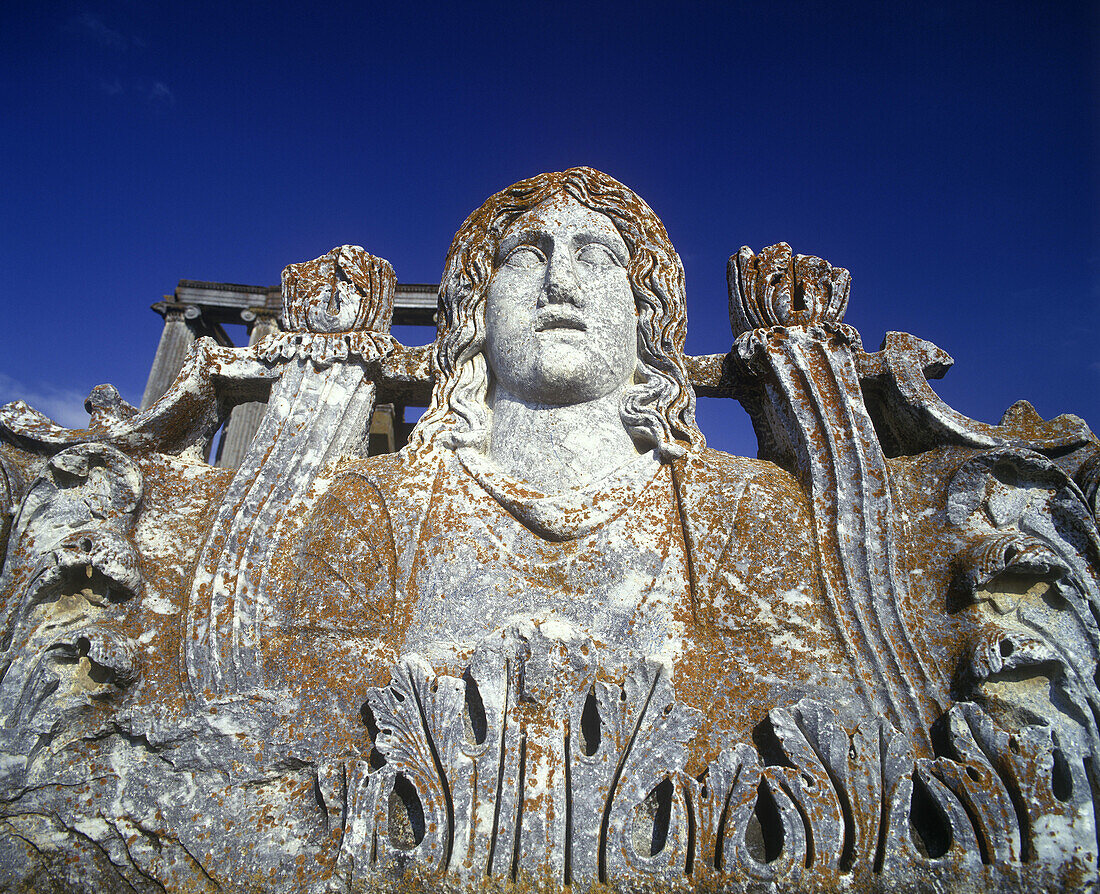 Face of medusa, Temple of zeus ruins, Cavdarhisar, (aezani), Turkey.