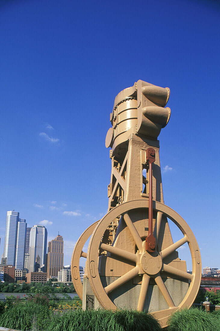 Industrial pump, Station square, downtown, Pittsburgh, Pennsylvania, USA.