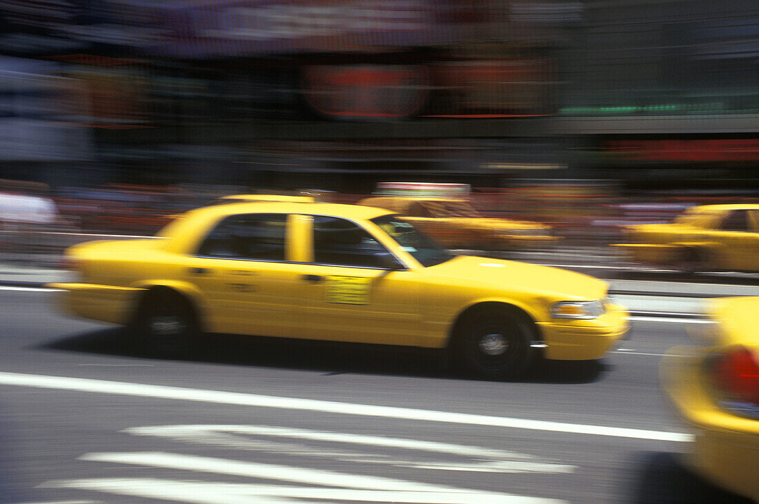 Street scene, Taxi cabs, Times square, Manhattan, New York, USA.