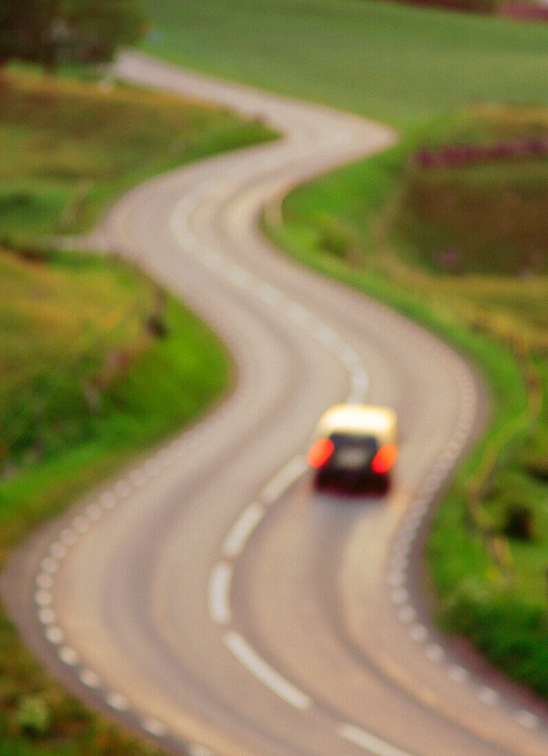 Car in a road. Brosarp. Skane. Sweden