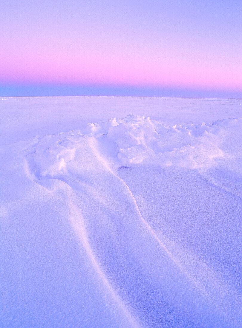 Snowformations on the shore, a cold wintermorning. Bjuroklubb. Vasterbotten. Sweden