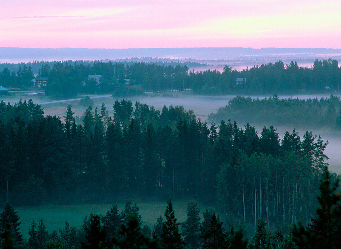Misty sunset in Ostvik. Vasterbotten. Sweden