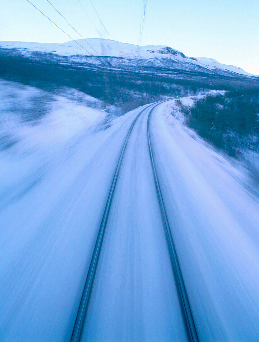Railway in blurred motion. Kiruna. Lappand. Sweden