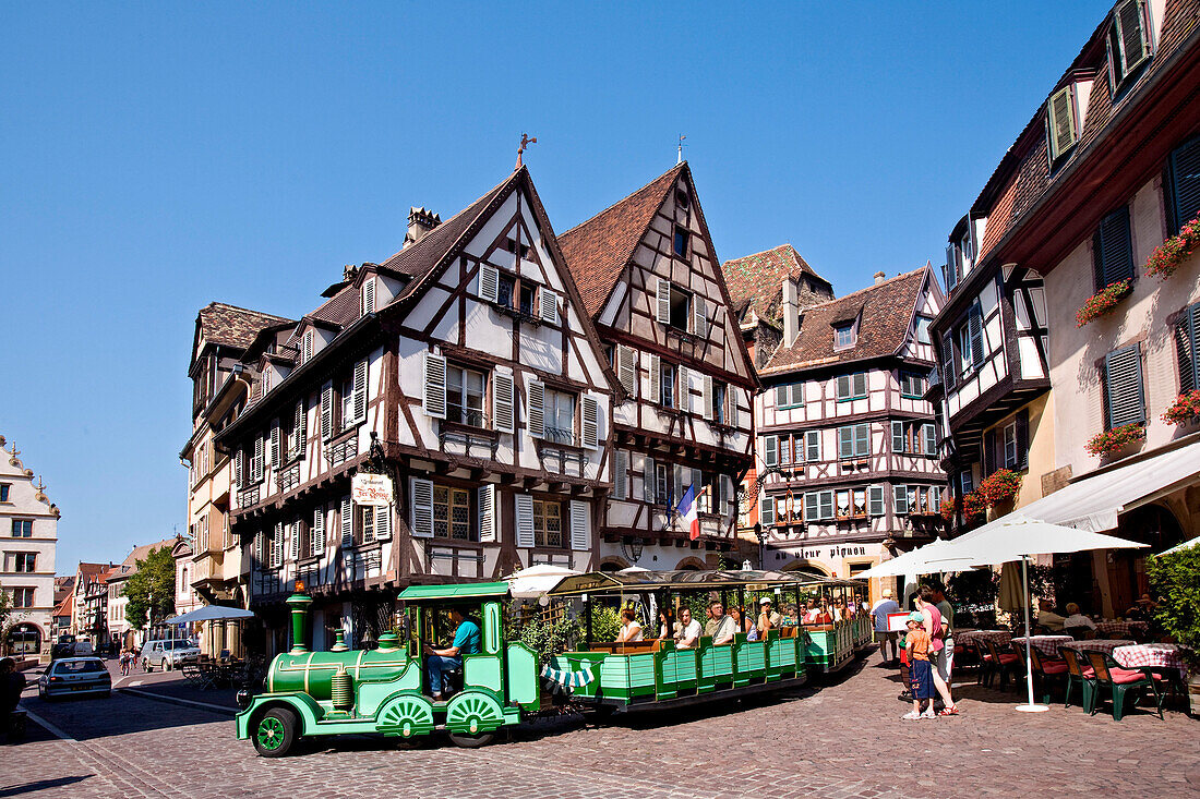 Rue des Marchands, Half-timbered houses in the old town of Colmar, Colmar, Alsace, France