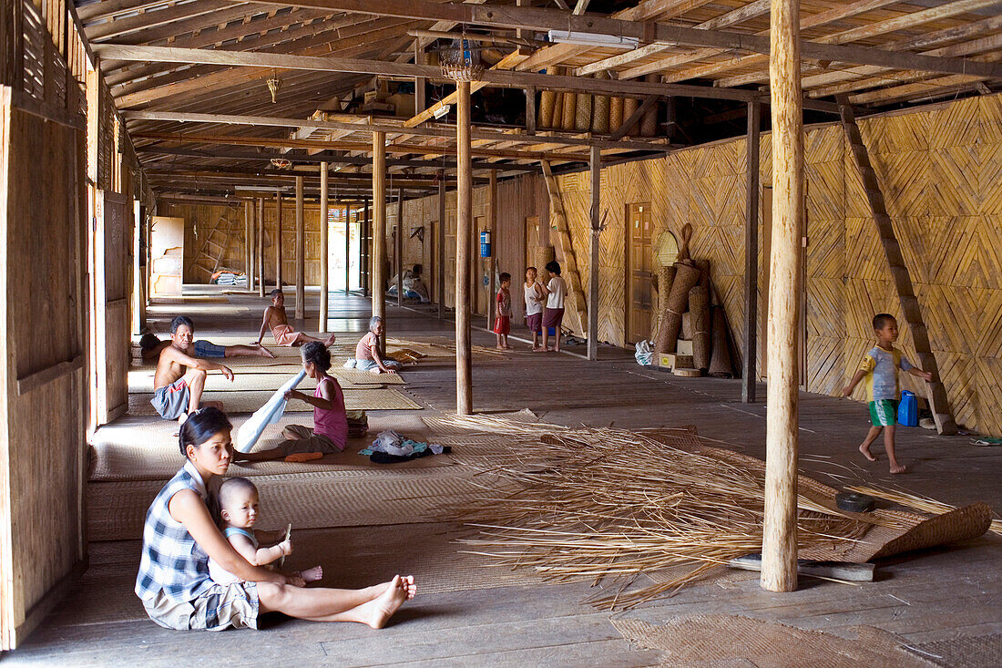 Long house of the Iban People, Kuching, Sarawak, Borneo, Malaysia