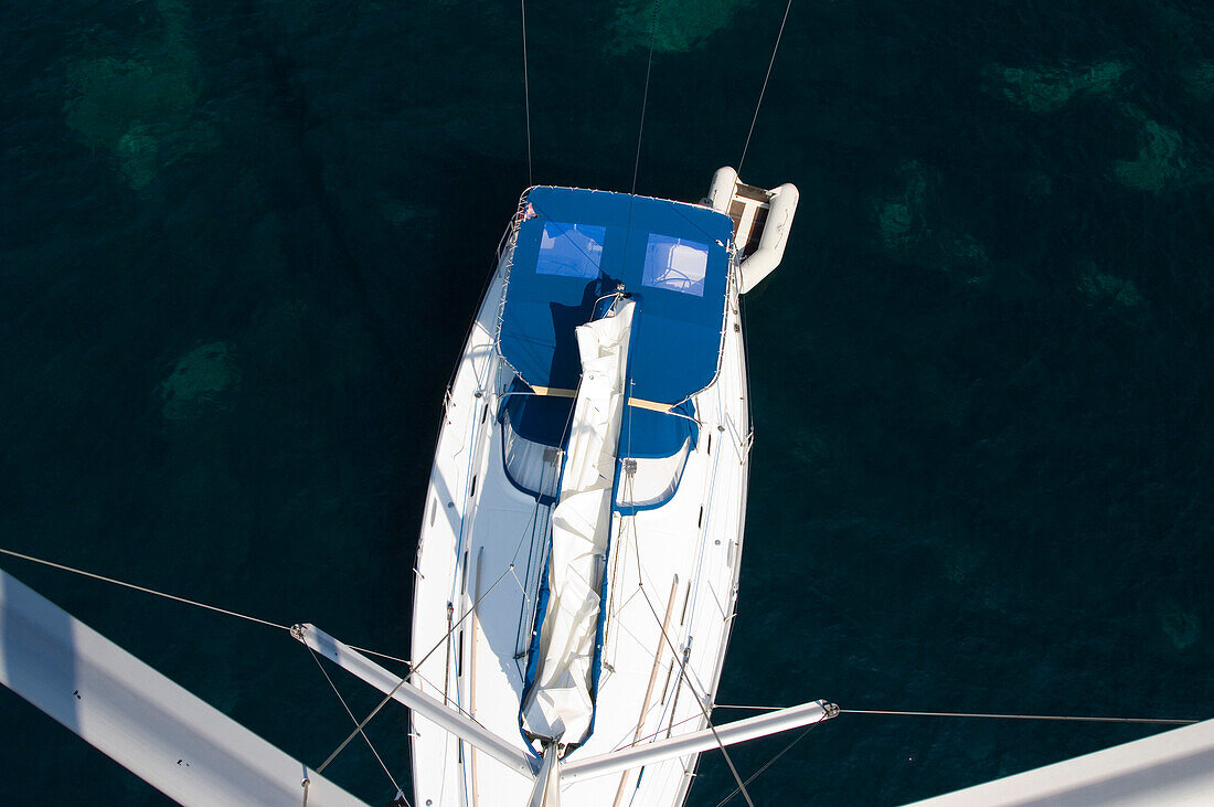 A sailing boat, yacht from above, sailing trip, Croatia