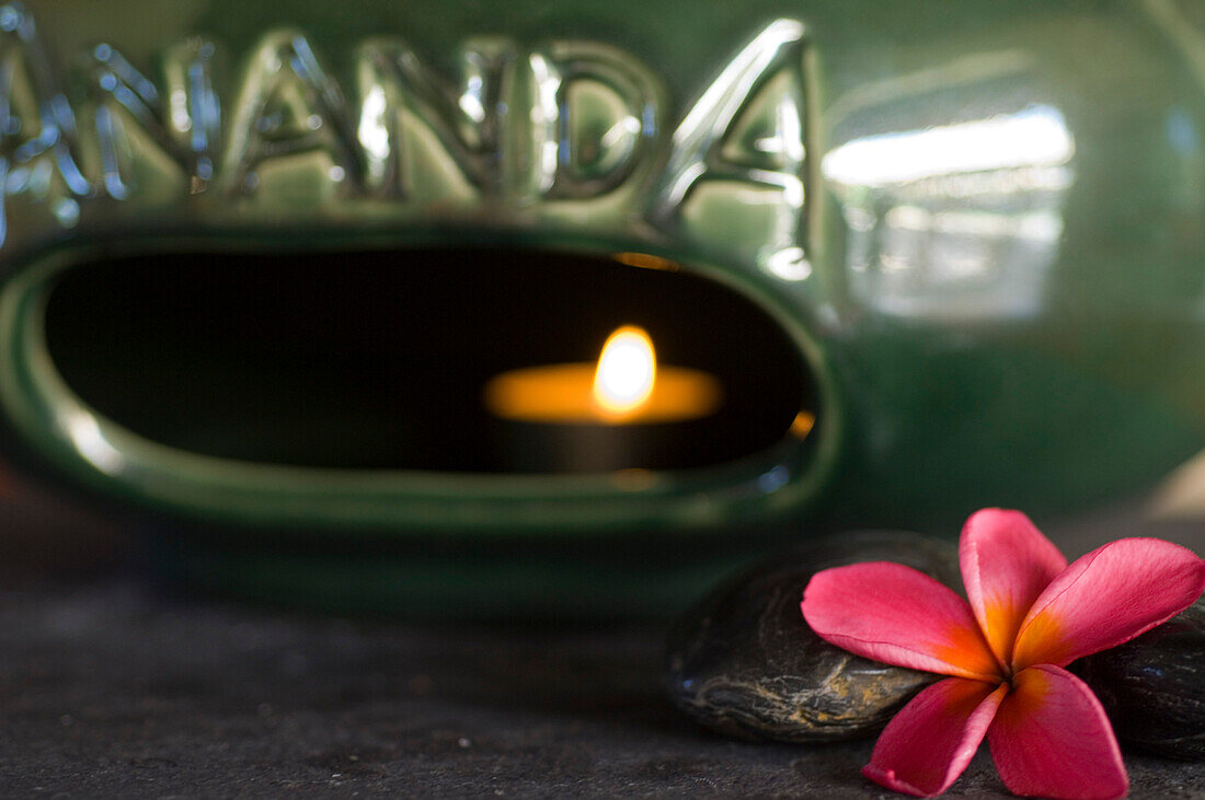 Flower decoration and candle, Shanti Ananda Resort and Spa, Mauritius