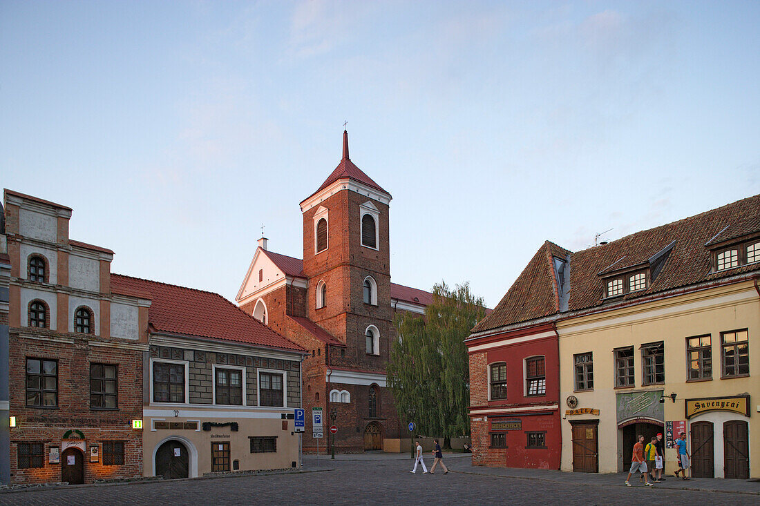 Town square of Kaunas and the St. Peter and Paul cathedral, Lithuania
