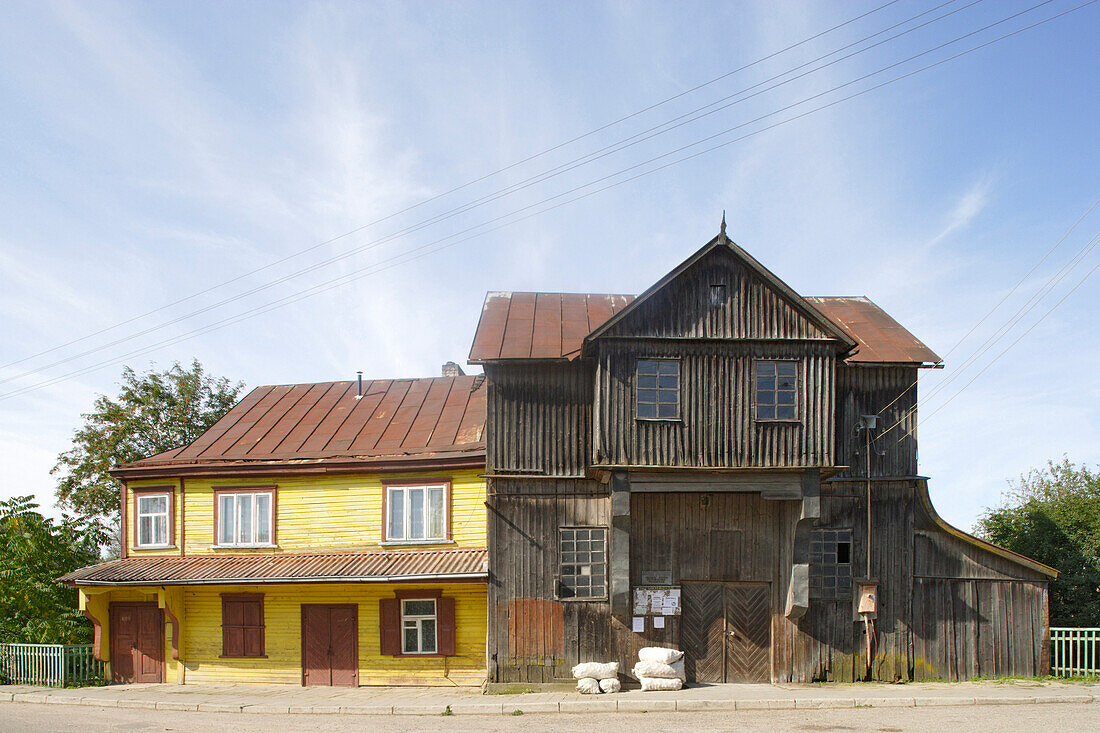 Typical warehouse in the village of Skiemonys, near Anyksciai, Lithuania