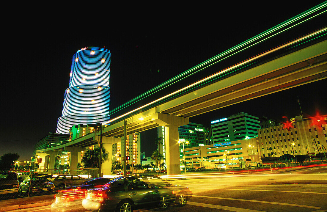 Metrorail & Nations Bank building. Miami downtown. Florida. USA