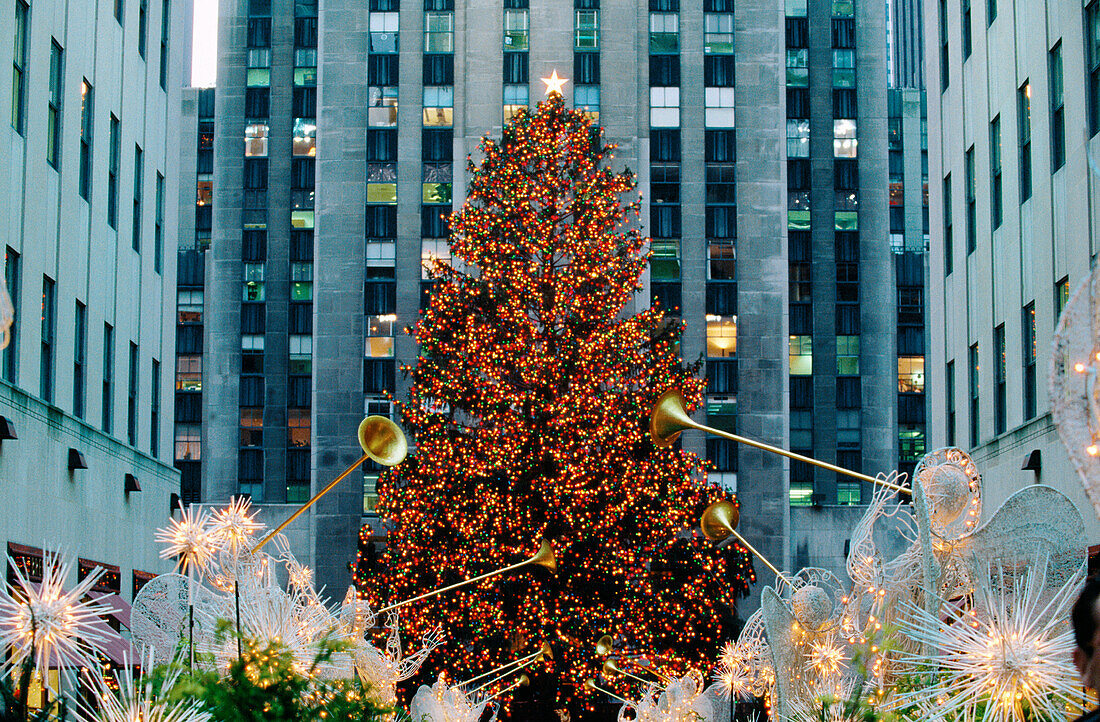 Christmas tree at Rockefeller Center . New York City. USA