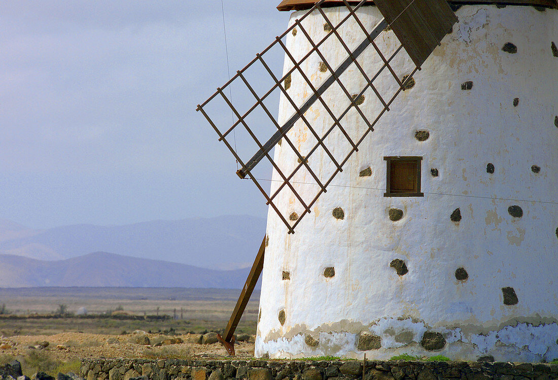 Windmill in Roque, near El Cotillo. Fuerteventura. Canary Islands. Spain