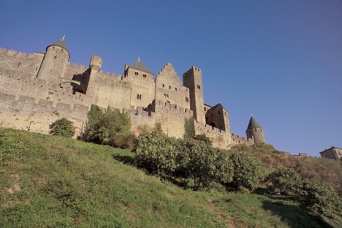La Cite medieval, old town. Carcassone. Aude. Languedoc Roussillon. France.