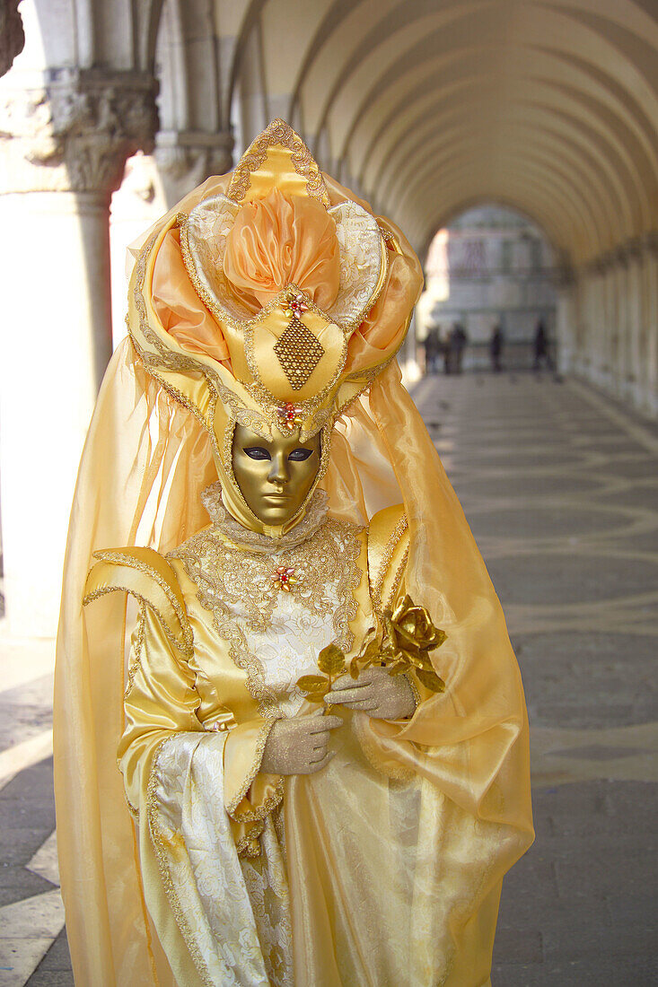 Italy. Venice. Doges Palace. Carnival. Traditional carnival costume