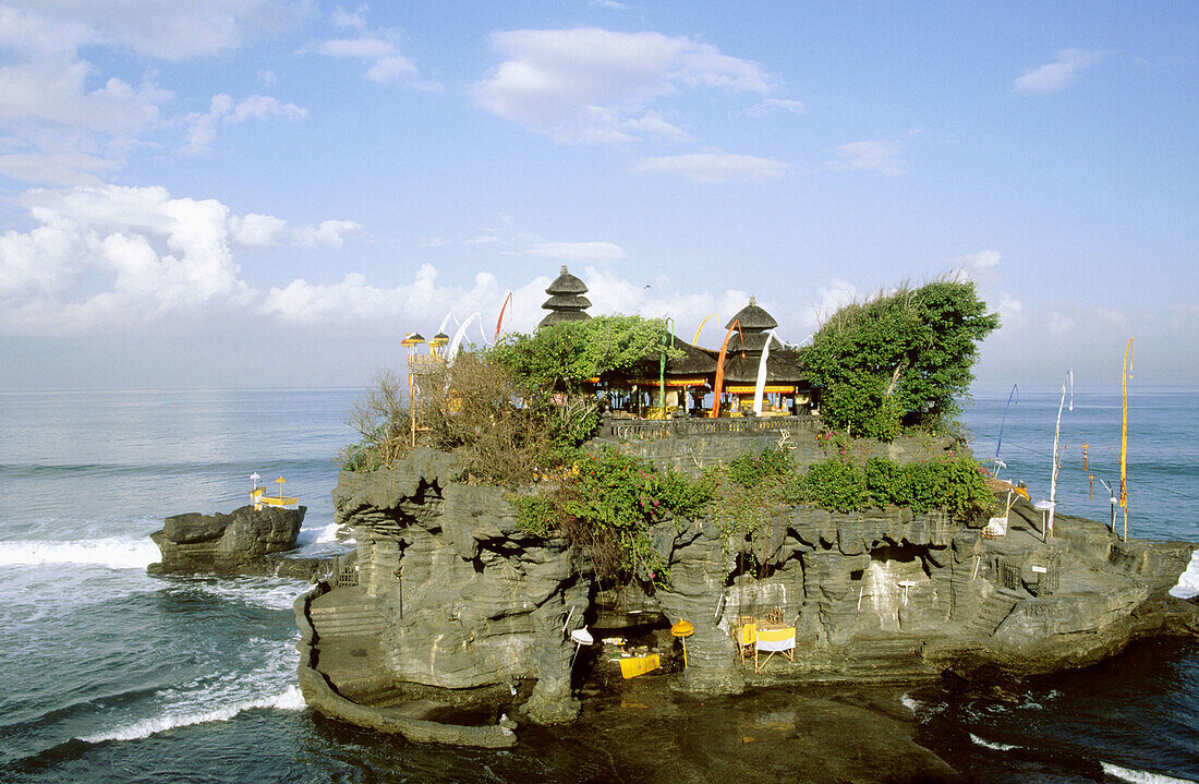 Tanah Lot Temple dedicated to the spirits of the water and the sea. Bali, Indonesia