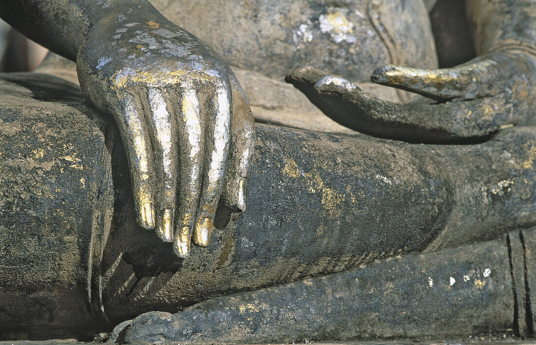 Detail of a Buddha s statue in the temple Wat Mahathat. Sukhotai. Thailand