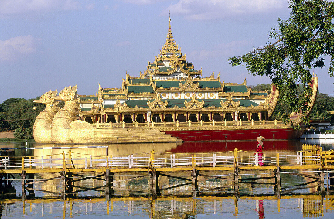 Karaweik Restaurant on Royal Lake. Yangoon (Rangoon). Myanmar (Burma).