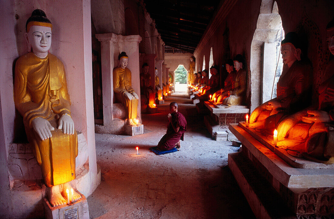 Monk in temple. Amarapura. Mandalay. Myanmar (Burma).