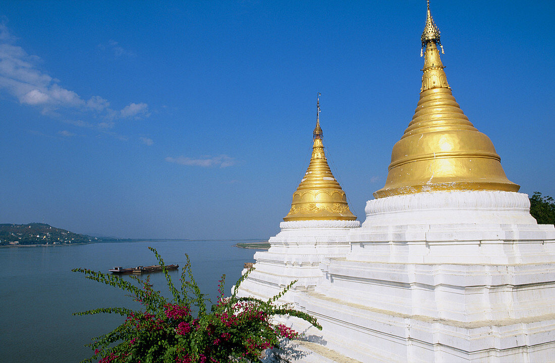 Buddhist Pagoda on Irrawaddy river. Mandalay. Myanmar (Burma).